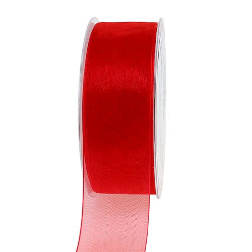 Artikel Organza lint met zelfkant 4cm 50m rood