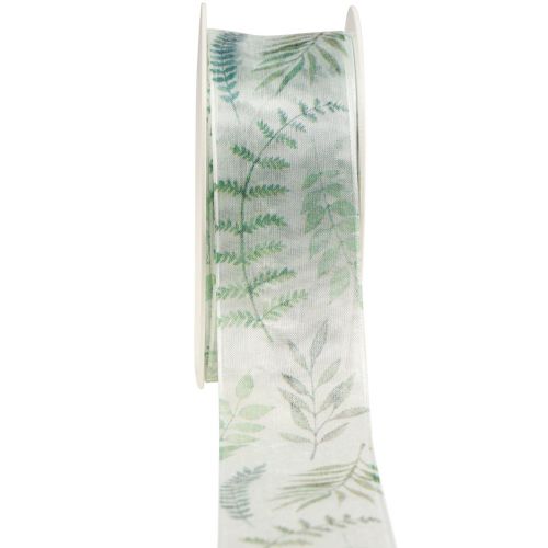 Floristik24 Organzalint chiffonlint bladeren takken groen 40mm 15m