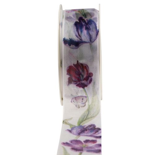 Artikel Organzalint chiffonlint papegaai tulpen paars 40mm 18m