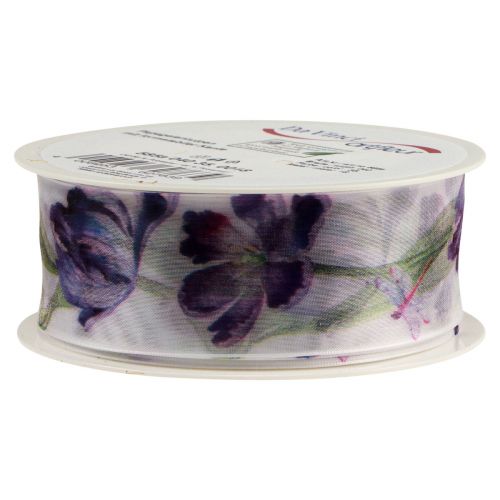 Artikel Organzalint chiffonlint papegaai tulpen paars 40mm 18m