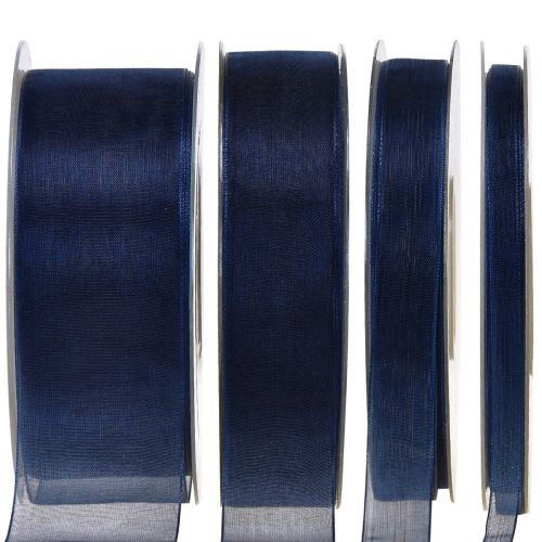 Artikel Organza lint cadeaulint donkerblauw lint blauw zelfkant 50m