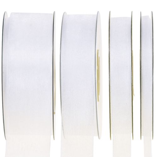 Organza lint cadeaulint wit lint zelfkant 50m