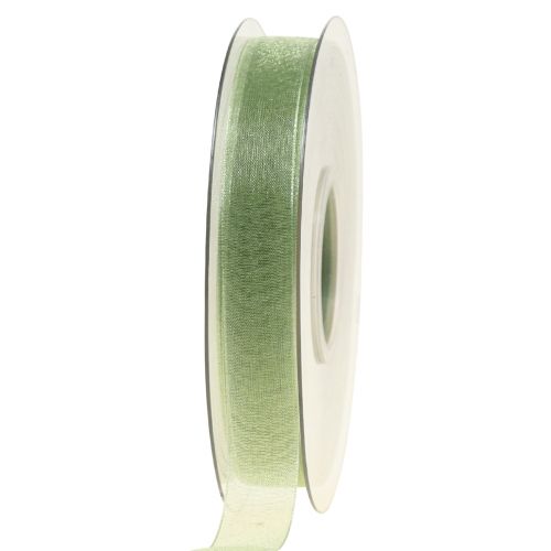 Floristik24 Organza lint groen cadeaulint zelfkant lime groen 15mm 50m