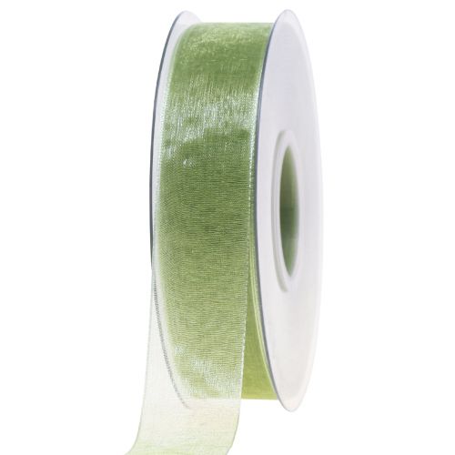 Floristik24 Organza lint groen cadeaulint zelfkant lime groen 25mm 50m