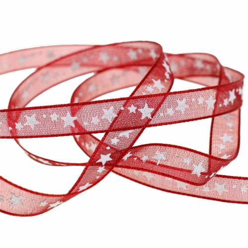 Artikel Organzalint met ster donkerrood 6mm 20m