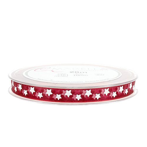 Artikel Organza lint met sterpatroon bordeaux 10mm 20m