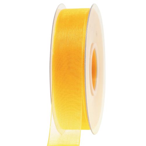 Artikel Organza lint cadeaulint geel lint zelfkant 25mm 50m
