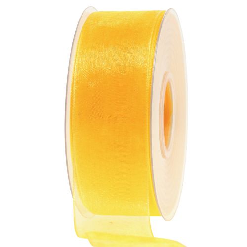Floristik24 Organza lint cadeaulint geel lint zelfkant 40mm 50m