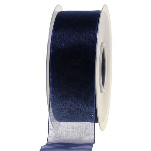 Floristik24 Organza lint cadeaulint donkerblauw lint blauw zelfkant 40mm 50m