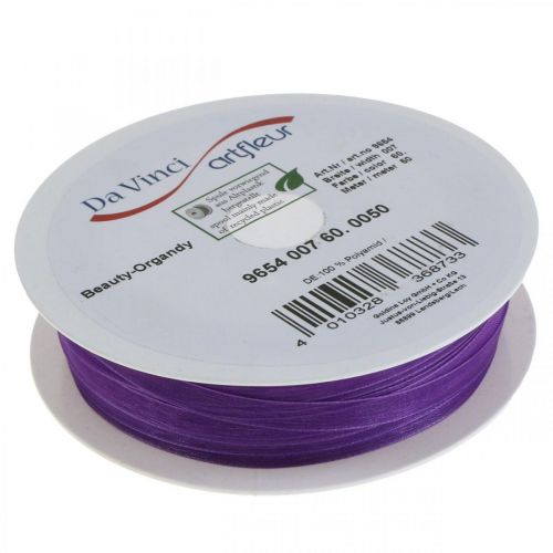 Floristik24 Organzalint met zelfkant, zijden lint, decoratief lint paars 7mm 50m