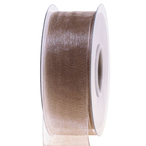 Floristik24 Organza lint cadeaulint beige lint geweven rand taupe 40mm 50m