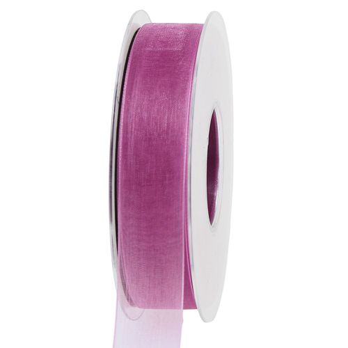 Floristik24 Organzalint aubergine 25mm 50m