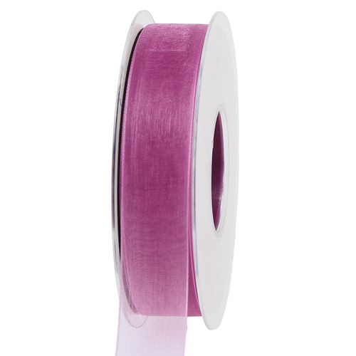 Floristik24 Organza lint aubergine 25mm 50m