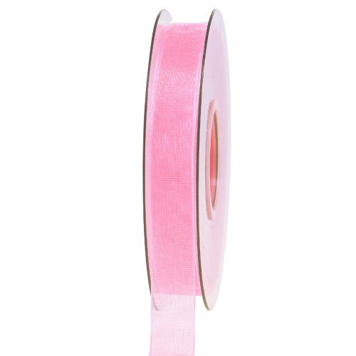 Organzalint cadeaulint roze lint zelfkant 15mm 50m
