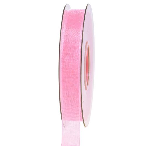 Floristik24 Organza lint cadeaulint roze lint zelfkant 15mm 50m