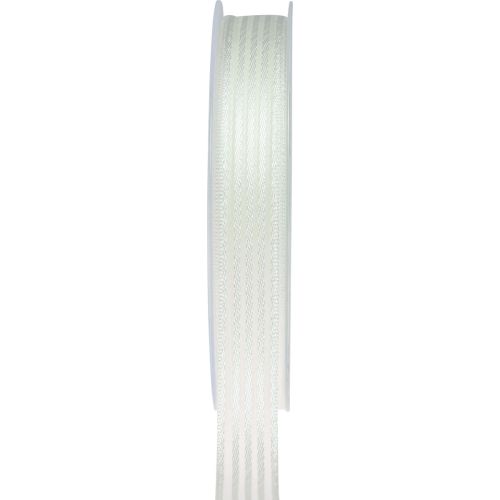 Floristik24 Organzalint met strepen cadeaulint wit 15mm 20m