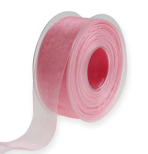 Artikel Organza lint cadeaulint roze lint zelfkant 40mm 50m