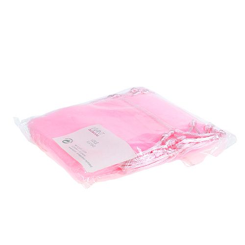 Floristik24 Organza zakje roze 12x9cm 10st