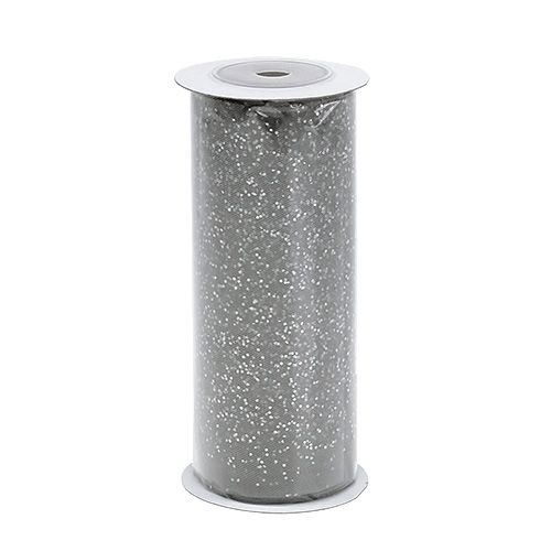 Floristik24 Organza stof 15cm x 500cm zilver met glitters