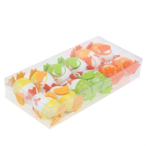 Artikel Beschilderd ei als haan om in de mix te hangen 7,5 cm 12 st