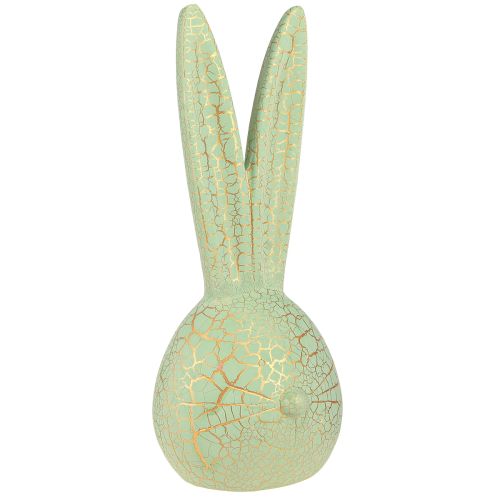 Floristik24 Paasdecoratie konijnenkop mintgroen goud craquelé 16,5x16x40cm