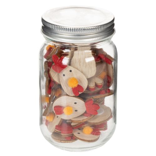 Artikel Houten kip met plakstippen, paasdecoratie, creatieve tafeldecoratie, landelijke stijl, 5 cm, 36 stuks