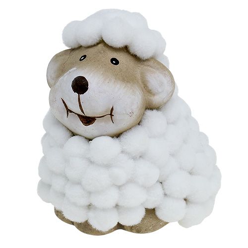 Floristik24 Paasdecoratie decoratief schaap 7,5 cm wit-grijs 1st