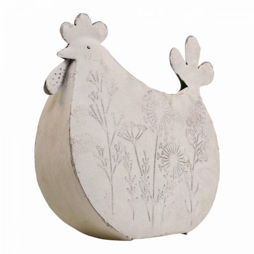 Floristik24 Paasdecoratie metaal deco kip Pasen wit 19,5x6,5x18cm