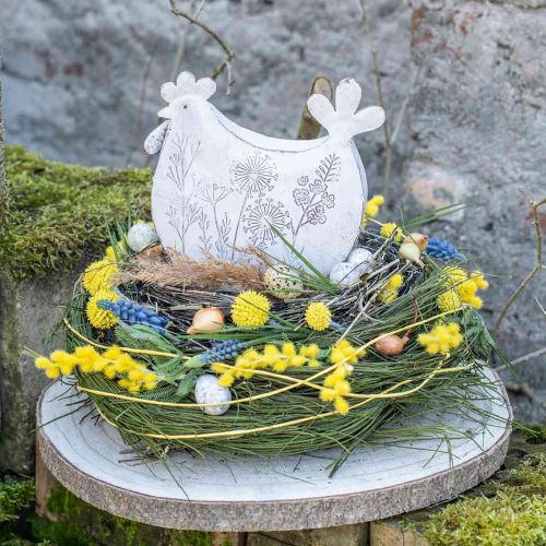Floristik24 Paasdecoratie metaal deco kip Pasen wit 19,5x6,5x18cm