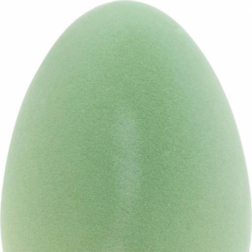 Floristik24 Eierdecoratie reuze paasei gevlokt pastelgroen H40cm Paasdecoratie