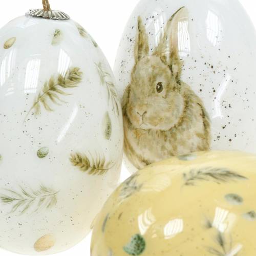 Floristik24 Paasdecoratie om op te hangen paaseimotieven wit, geel, bruin assorti 6 stuks