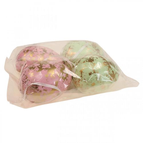 Floristik24 Paasei om op te hangen decoratie eieren roze, groen, goud 15cm 4st