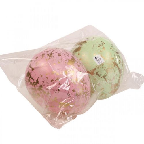 Floristik24 Paasei om op te hangen decoratie eieren roze, groen, goud 20cm 2st