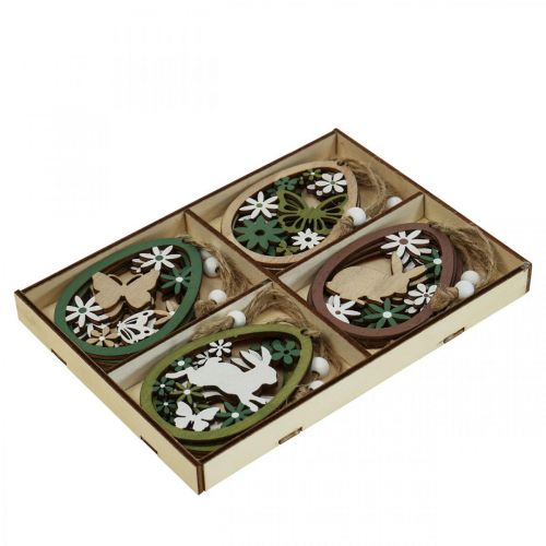 Floristik24 Paasei om op te hangen Paasdecoratie houten hanger 5×7cm 12 st