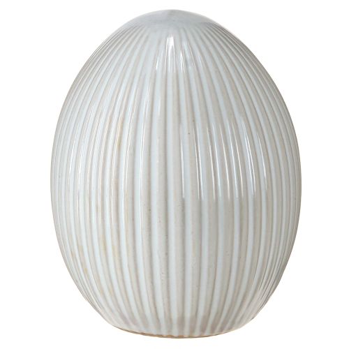 Artikel Paaseieren Keramiek Decoratief Ei met Groeven Wit Grijs 10×12.5cm 2 Stuks
