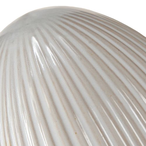Artikel Paaseieren Keramiek Decoratief Ei met Groeven Wit Grijs 10×12.5cm 2 Stuks