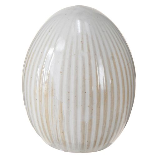 Artikel Paaseieren Keramiek Decoratief Ei met Groeven Wit Grijs 5×6cm 6st