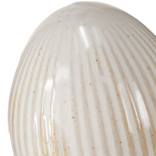Artikel Paaseieren Keramiek Decoratief Ei met Groeven Wit Grijs 5×6cm 6st