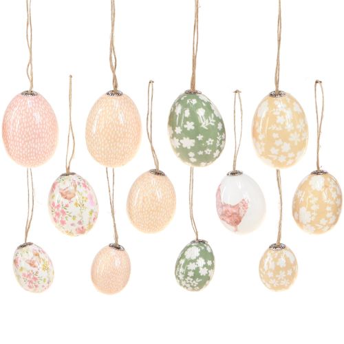 Floristik24 Paaseieren kunststof met kip groen bruin 3,5-5,5cm 24 st