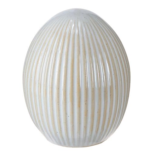 Floristik24 Paaseieren met groeven Keramiek Decoratief Ei Wit Grijs 7,5×9cm 4 stuks