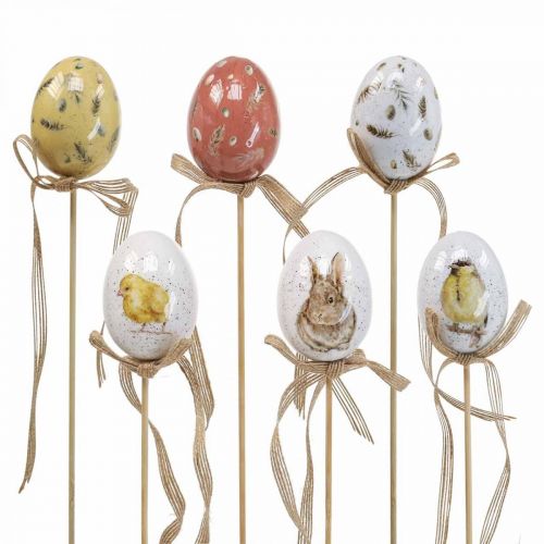 Paaseieren plastic bloemenplug Paasdecoratie H6cm 6st