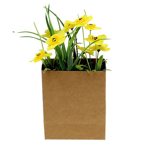 Floristik24 Paasbel in papieren zak geel H21cm
