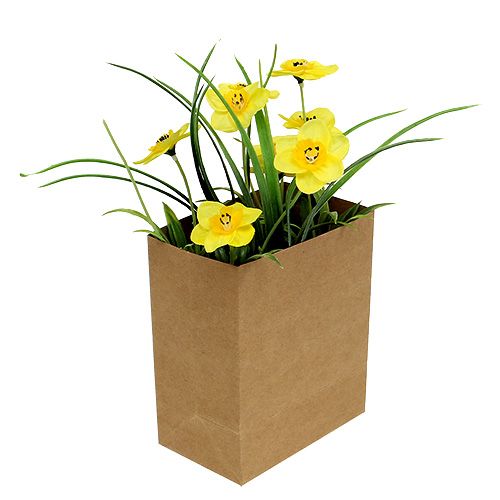 Floristik24 Paasbel in papieren zak geel H21cm