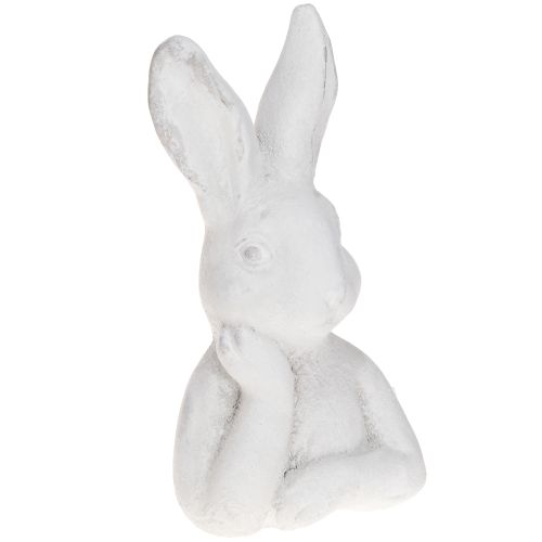 Paashaasbeeldje Shabby Chic Konijn Denkend Wit 11×9×20,5cm