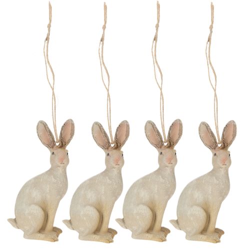 Artikel Paashaas figuur om op te hangen Paasdecoratie polyresin H9.5cm 4st