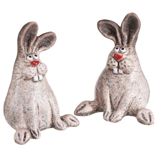 Floristik24 Paashaas Keramiek Grappig Decoratief Konijn Bruin H7cm 6 st