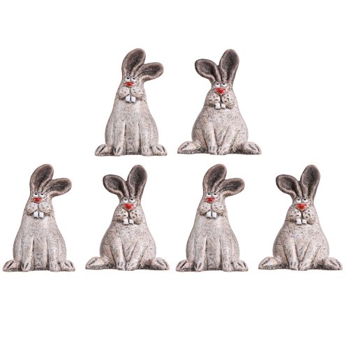Floristik24 Paashaas Keramiek Grappig Decoratief Konijn Bruin H7cm 6 st