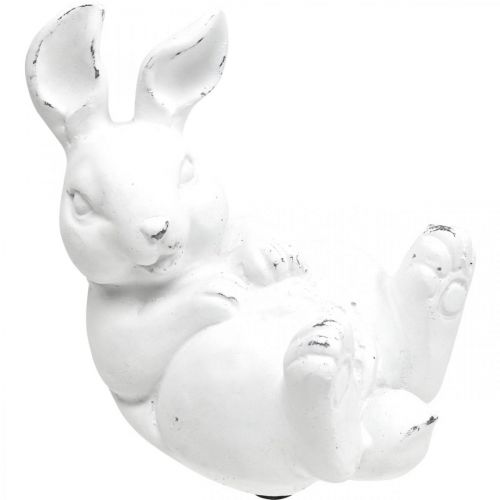 Floristik24 Paashaas vintage look konijn liggend wit keramiek 12,5×8×14cm