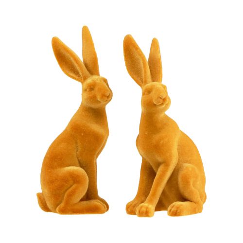 Artikel Paashaas Decoratief Konijnfiguur Pasen Geel Curry H12,5cm 2 st