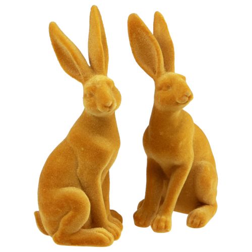 Artikel Paashaas Decoratief Konijnfiguur Pasen Geel Curry H12,5cm 2 st